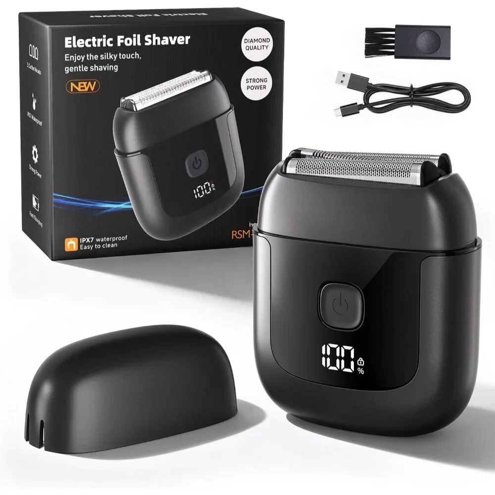 Electric Foil Razor Mini Shaver 3 Floating Blades IPX7 Waterproof USB-C Grooming